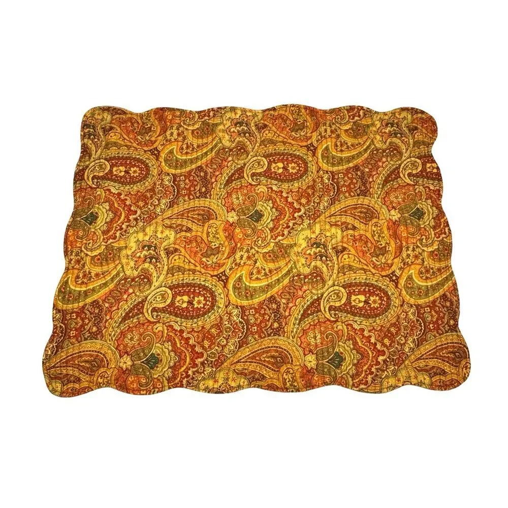 VTG Paisley Floral Quilted Pillow Shams 2 PCs Standard Cotton Cottage Farm
